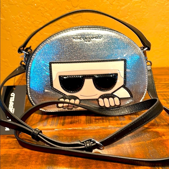 Karl Lagerfeld Handbags - NWT Karl Lagerfeld Silver & Black Satchel/ Crossbody Bag MSRP $198